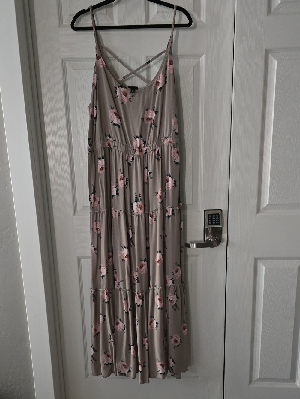 torrid Taupe Maxi Dress with Pink Floral Print Maxi Dress 3